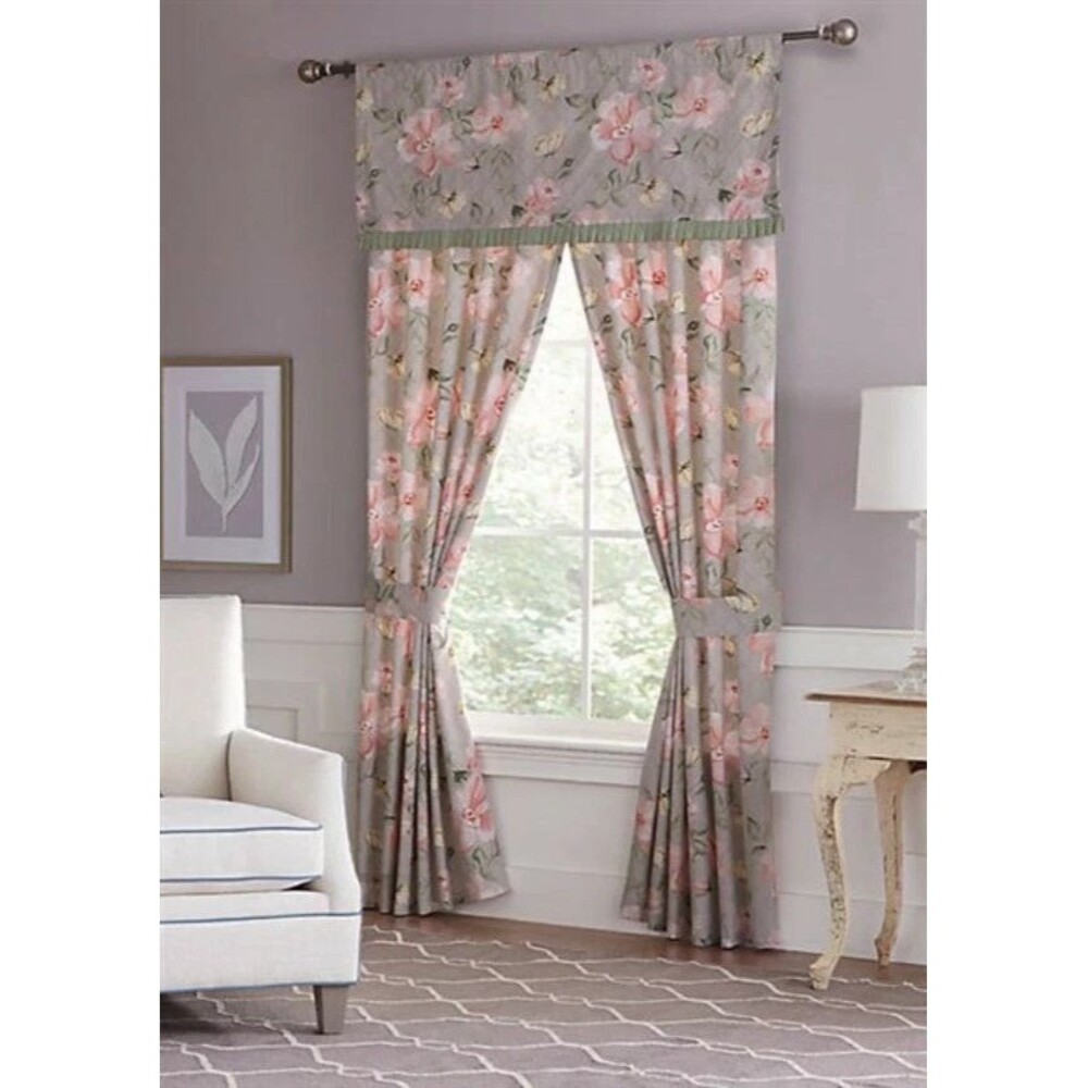 New Biltmore Magnolia Grey Pink Green Floral Valance 54" x 18" 3" Header #70699